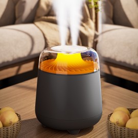 Umidificador de Grande Capacidade e Difusor de Aromaterapia Silencioso com Luz Noturna de 7 Cores, Modos Duplos de Pulverização (Lâmpada/Atomizador), Design de Vulcão Simulado, Alimentado por USB para Casa, Escritório, Decoração de Quarto, Qualidade do Ar