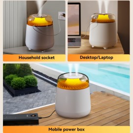Umidificador de Grande Capacidade e Difusor de Aromaterapia Silencioso com Luz Noturna de 7 Cores, Modos Duplos de Pulverização (Lâmpada/Atomizador), Design de Vulcão Simulado, Alimentado por USB para Casa, Escritório, Decoração de Quarto, Qualidade do Ar