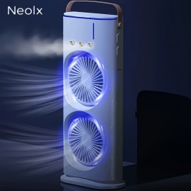 Humidificador portátil USB | Duplo ventilador + Três jatos + Luz ambiente, artefato de mesa multifuncional, melhoria de vento dupla, bateria recarregável de lítio de 3000mAh