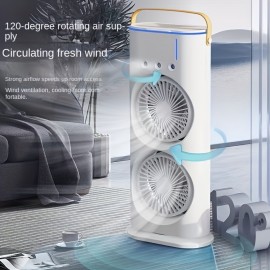 Humidificador portátil USB | Duplo ventilador + Três jatos + Luz ambiente, artefato de mesa multifuncional, melhoria de vento dupla, bateria recarregável de lítio de 3000mAh