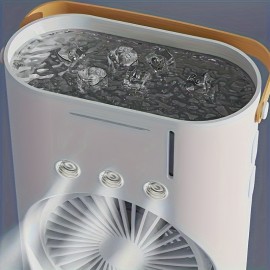 Humidificador portátil USB | Duplo ventilador + Três jatos + Luz ambiente, artefato de mesa multifuncional, melhoria de vento dupla, bateria recarregável de lítio de 3000mAh