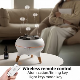 Umidificador Dinâmico Multi-jato, Umidificador de Mesa com Controle Remoto e Temporizador, Spray de Água em Forma de Água-viva para Casa, Luz Noturna 3D Estereoscópica Inteligente, Sete Cores, Atomização Multifurada, Umidade Constante Inteligente