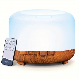 16.91oz Difusor De Óleo Essencial, Umidificador Ultrassônico Com Controle Remoto, Difusor De Aromaterapia, Luz LED De 7 Cores, Temporizador E Desligamento Automático