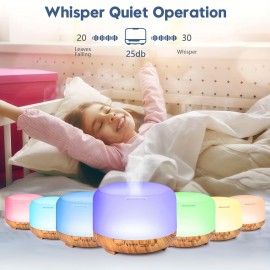 16.91oz Difusor De Óleo Essencial, Umidificador Ultrassônico Com Controle Remoto, Difusor De Aromaterapia, Luz LED De 7 Cores, Temporizador E Desligamento Automático