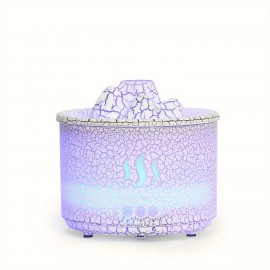 Difusor e Umidificador de Óleo Essencial de Vulcão com Temporizador - Desligamento Automático, Alimentado por USB, Névoa Dupla para Aromaterapia em Casa e Escritório - Perfeito para Quarto, Sala de Estar (Branco/Preto)