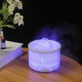Difusor e Umidificador de Óleo Essencial de Vulcão com Temporizador - Desligamento Automático, Alimentado por USB, Névoa Dupla para Aromaterapia em Casa e Escritório - Perfeito para Quarto, Sala de Estar (Branco/Preto)
