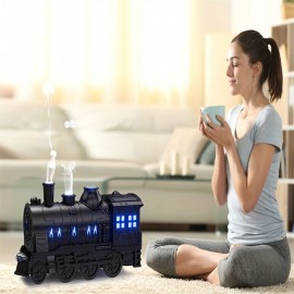 Diffusor de Óleos Essenciais, Difusor em Forma de Trem de 10.14oz para Grandes Salas com Óleos Essenciais, Difusor de Aromaterapia com Névoa Fresca e Umidificador com 2 Modos de Luz e Névoa e Desligamento Automático para Casa, Escritório ou Hotel Preto