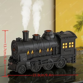 Diffusor de Óleos Essenciais, Difusor em Forma de Trem de 10.14oz para Grandes Salas com Óleos Essenciais, Difusor de Aromaterapia com Névoa Fresca e Umidificador com 2 Modos de Luz e Névoa e Desligamento Automático para Casa, Escritório ou Hotel Preto