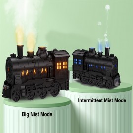 Diffusor de Óleos Essenciais, Difusor em Forma de Trem de 10.14oz para Grandes Salas com Óleos Essenciais, Difusor de Aromaterapia com Névoa Fresca e Umidificador com 2 Modos de Luz e Névoa e Desligamento Automático para Casa, Escritório ou Hotel Preto