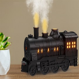 Diffusor de Óleos Essenciais, Difusor em Forma de Trem de 10.14oz para Grandes Salas com Óleos Essenciais, Difusor de Aromaterapia com Névoa Fresca e Umidificador com 2 Modos de Luz e Névoa e Desligamento Automático para Casa, Escritório ou Hotel Preto
