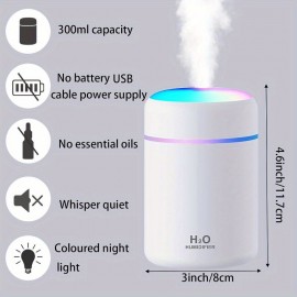 Humidificador pequeno USB para casa, sem ruído, para quarto, sala de estar, mulheres grávidas, bebês, com grande capacidade de ar, em branco, médio JASHI 001.