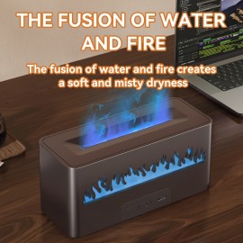 Maquininha de Aromaterapia com Efeito Chama em 7 Cores, Umidificador para Carro e Casa, Design Fumê que Simula Chama, Difusor de Óleos Essenciais, Presente Perfeito para Ambiente Doméstico ou Escritório, Ideal para Aniversário