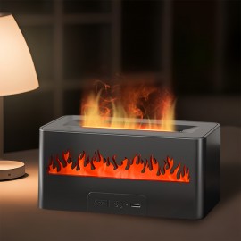 Maquininha de Aromaterapia com Efeito Chama em 7 Cores, Umidificador para Carro e Casa, Design Fumê que Simula Chama, Difusor de Óleos Essenciais, Presente Perfeito para Ambiente Doméstico ou Escritório, Ideal para Aniversário