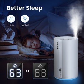 Umidificador de 4L/1Gal com Tecnologia Soundwave - Design Moderno Branco, Alimentação USB, Desligamento Automático, Ideal para Quarto/Escritório/Sala, Exterior em Plástico Elegante, Névoa Fria Ultra-Silenciosa, Bege Claro, Alívio Sinusal e Decoração Domés