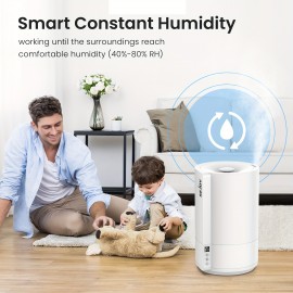 Umidificador de 4L/1Gal com Tecnologia Soundwave - Design Moderno Branco, Alimentação USB, Desligamento Automático, Ideal para Quarto/Escritório/Sala, Exterior em Plástico Elegante, Névoa Fria Ultra-Silenciosa, Bege Claro, Alívio Sinusal e Decoração Domés