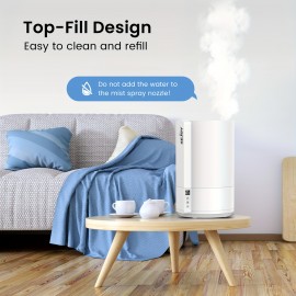 Umidificador de 4L/1Gal com Tecnologia Soundwave - Design Moderno Branco, Alimentação USB, Desligamento Automático, Ideal para Quarto/Escritório/Sala, Exterior em Plástico Elegante, Névoa Fria Ultra-Silenciosa, Bege Claro, Alívio Sinusal e Decoração Domés