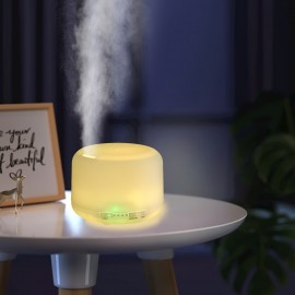 Umidificador de Casa com Alimentação por USB e Difusor de Óleos Essenciais com Luz Noturna que Muda 7 Cores, Redução de Ruído Ajustável, Umidade Constante, Aromaterapia Molecular, Desligamento Automático & Tampa Aberta para Quarto, Escritório, Presente, U