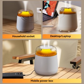 Humidificador Duplo Spray Silencioso, Alimentado por USB, Alta Nebulosa, Pode Adicionar Fragrância de Óleo Essencial, Adequado para Casa, Escritório, Decoração de Quarto