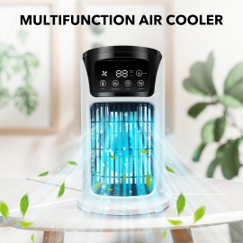 Humidificador de ar portátil com ventilador USB, 6 velocidades ajustáveis, efeito três em um, máquina de ar frio, resfriamento, humidificação e fornecimento de ar, adequado para vários tipos de ambientes, essencial para escritório e casa nos EUA.