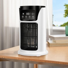 Humidificador de ar portátil com ventilador USB, 6 velocidades ajustáveis, efeito três em um, máquina de ar frio, resfriamento, humidificação e fornecimento de ar, adequado para vários tipos de ambientes, essencial para escritório e casa nos EUA.