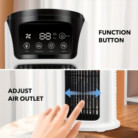 Humidificador de ar portátil com ventilador USB, 6 velocidades ajustáveis, efeito três em um, máquina de ar frio, resfriamento, humidificação e fornecimento de ar, adequado para vários tipos de ambientes, essencial para escritório e casa nos EUA.