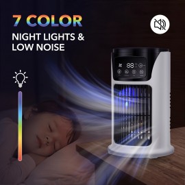 Humidificador de ar portátil com ventilador USB, 6 velocidades ajustáveis, efeito três em um, máquina de ar frio, resfriamento, humidificação e fornecimento de ar, adequado para vários tipos de ambientes, essencial para escritório e casa nos EUA.