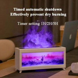 Umidificador com Tecnologia Soundwave e Chama de Lareira Realista - Temporizador e Difusor de Névoa Criativa (Branco)
