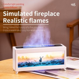 Umidificador com Tecnologia Soundwave e Chama de Lareira Realista - Temporizador e Difusor de Névoa Criativa (Branco)