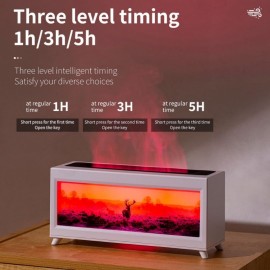 Umidificador com Tecnologia Soundwave e Chama de Lareira Realista - Temporizador e Difusor de Névoa Criativa (Branco)