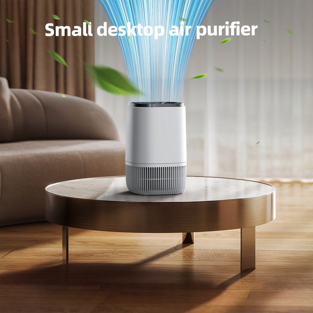 Purificador de Ar com Filtro de Alta Eficiência para Casa Pequena, Design Portátil, Adequado para Quartos, Escritórios e Salas de Estar, Filtra Eficazmente Fumaça, Pólen e Pelos de Animais, Purifica Rapidamente o Ar Interno, com Alcance de Purificação de 
