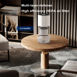 Purificador de Ar com Filtro de Alta Eficiência para Casa Pequena, Design Portátil, Adequado para Quartos, Escritórios e Salas de Estar, Filtra Eficazmente Fumaça, Pólen e Pelos de Animais, Purifica Rapidamente o Ar Interno, com Alcance de Purificação de 