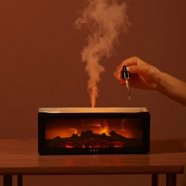 Umidificador de Lareira com Chama Cintilante Realista, Difusor de Aromas com Tecnologia de Onda Sonora e Névoa Fria, Alimentado por USB para Casa Escritório Quarto, Purificador de Ar Pré-Filtrado, Decoração Compacta e Elegante, Umidificador de Foguete, Re