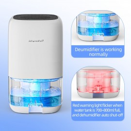 Desumidificador para Casa com Luz Noturna de 7 Cores, Função Automática de Desligamento e Secagem Inteligente, Adequado para Banheiros, RVs e Guarda-Roupas, Plugue Americano 110V-130V, Sem Bateria Necessária