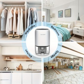 Desumidificador para Casa com Luz Noturna de 7 Cores, Função Automática de Desligamento e Secagem Inteligente, Adequado para Banheiros, RVs e Guarda-Roupas, Plugue Americano 110V-130V, Sem Bateria Necessária