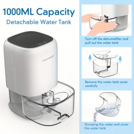 Desumidificador para Casa com Luz Noturna de 7 Cores, Função Automática de Desligamento e Secagem Inteligente, Adequado para Banheiros, RVs e Guarda-Roupas, Plugue Americano 110V-130V, Sem Bateria Necessária