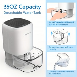 Desumidificador para Casa com Luz Noturna de 7 Cores, Função Automática de Desligamento e Secagem Inteligente, Adequado para Banheiros, RVs e Guarda-Roupas, Plugue Americano 110V-130V, Sem Bateria Necessária