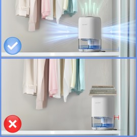 Desumidificador para Casa com Luz Noturna de 7 Cores, Função Automática de Desligamento e Secagem Inteligente, Adequado para Banheiros, RVs e Guarda-Roupas, Plugue Americano 110V-130V, Sem Bateria Necessária
