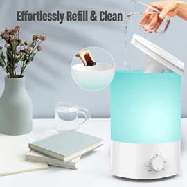 Um humidificador de névoa fria de 118,35 onças com recarga superior, grande capacidade, fácil de usar, seguro e conveniente para casa, 7 cores de luz noturna