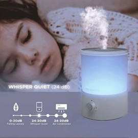 Um humidificador de névoa fria de 118,35 onças com recarga superior, grande capacidade, fácil de usar, seguro e conveniente para casa, 7 cores de luz noturna