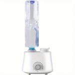 Um humidificador em forma de garrafa de água, ideal para viagens. Com saída de névoa ajustável e fecho automático para evitar vazamentos. Adequado para uso em casa, no escritório ou no hotel. Branco.