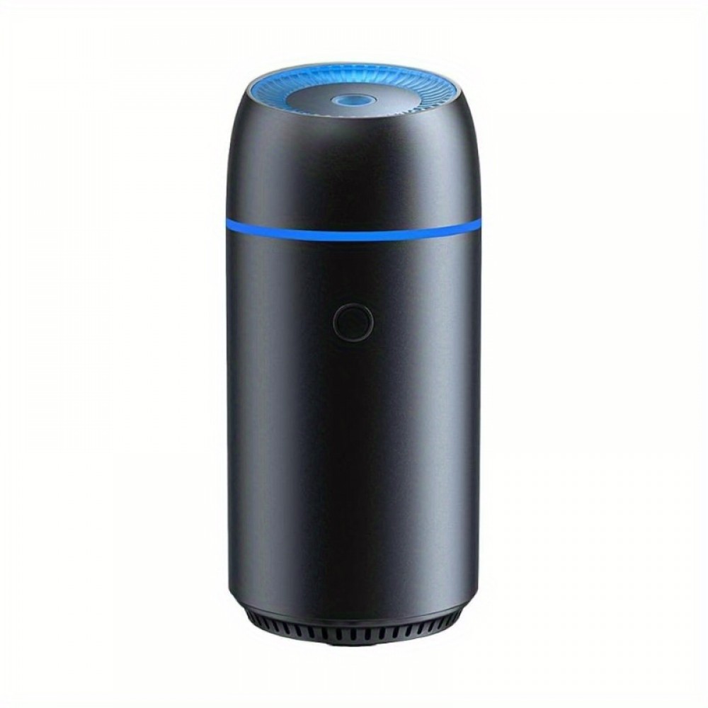 Humidificador de carro portátil com óleos essenciais, pequeno difusor com luz noturna e desligamento automático, para uso em carro e em casa, quarto de bebé, tecnologia de ondas de som Humidificador de névoa fria (Preto)