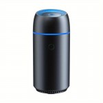 Humidificador de carro portátil com óleos essenciais, pequeno difusor com luz noturna e desligamento automático, para uso em carro e em casa, quarto de bebé, tecnologia de ondas de som Humidificador de névoa fria (Preto)