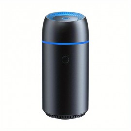 Humidificador de carro portátil com óleos essenciais, pequeno difusor com luz noturna e desligamento automático, para uso em carro e em casa, quarto de bebé, tecnologia de ondas de som Humidificador de névoa fria (Preto)