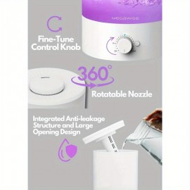 Humidificador elegante de 2L para quarto, bebê, planta, 24dB de névoa fria ultrassónica, luz noturna colorida, difusor de óleo essencial de 1 galão, desligamento automático