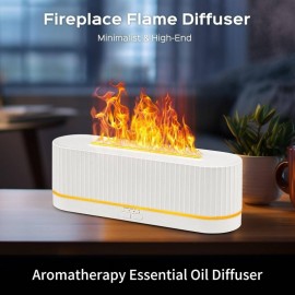 10.14oz Difusor de Aromaterapia e Umidificador Firepla com Efeito de Chama que Muda 2 Cores, Tecnologia Soundwave, Névoa Fria, Desligamento Automático sem Água, Material em Vidro para Sala, Escritório ou Decoração Doméstica