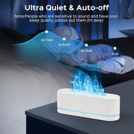 10.14oz Difusor de Aromaterapia e Umidificador Firepla com Efeito de Chama que Muda 2 Cores, Tecnologia Soundwave, Névoa Fria, Desligamento Automático sem Água, Material em Vidro para Sala, Escritório ou Decoração Doméstica