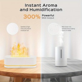 10.14oz Difusor de Aromaterapia e Umidificador Firepla com Efeito de Chama que Muda 2 Cores, Tecnologia Soundwave, Névoa Fria, Desligamento Automático sem Água, Material em Vidro para Sala, Escritório ou Decoração Doméstica