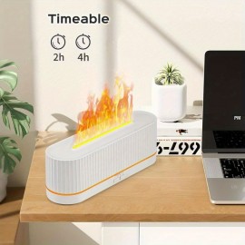 10.14oz Difusor de Aromaterapia e Umidificador Firepla com Efeito de Chama que Muda 2 Cores, Tecnologia Soundwave, Névoa Fria, Desligamento Automático sem Água, Material em Vidro para Sala, Escritório ou Decoração Doméstica