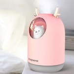 Umidificador Temático de Animais Fofos com 2 Modos de Pulverização, Recipiente de 10.14oz Dura 10H, Luzes LED em 7 Cores e Desligamento Automático - Design em Vidro para Quarto, Casa ou Escritório - Rosa
