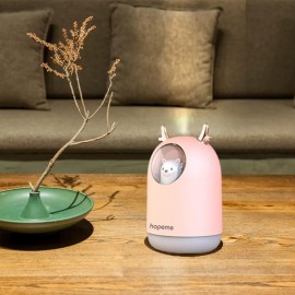Umidificador Temático de Animais Fofos com 2 Modos de Pulverização, Recipiente de 10.14oz Dura 10H, Luzes LED em 7 Cores e Desligamento Automático - Design em Vidro para Quarto, Casa ou Escritório - Rosa